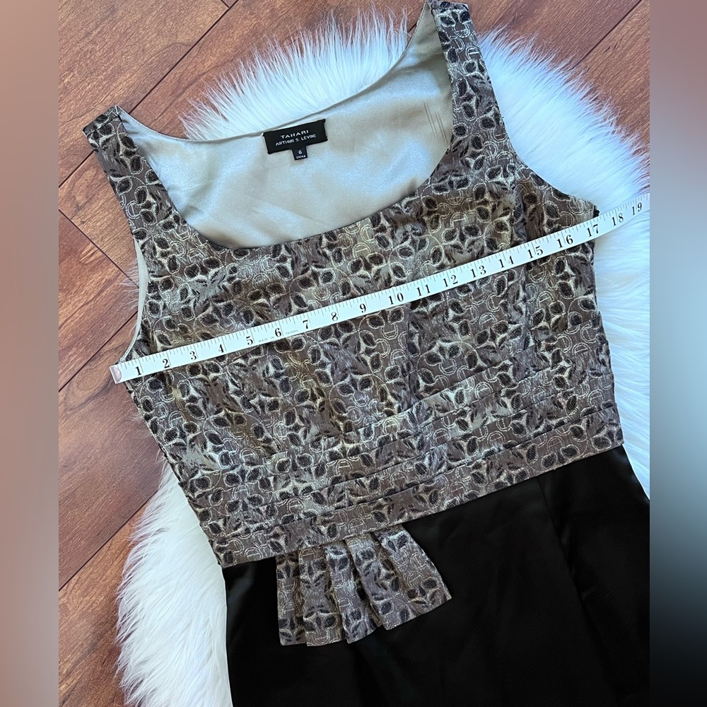 Tahari ASL Gold Metallic & Black Cocktail Dress Size 6 - Picture 4 of 5